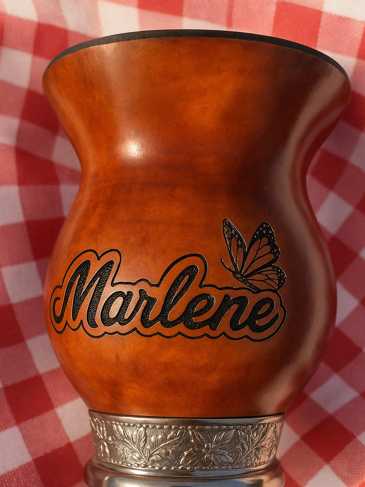 Gravação a laser em cuia de porongo para presente personalizado